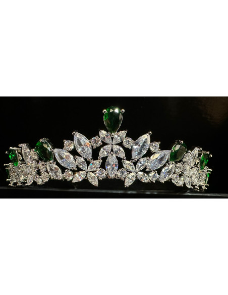 Tiara rodio esmeraldas