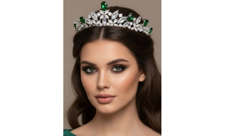 Tiara rodio esmeraldas