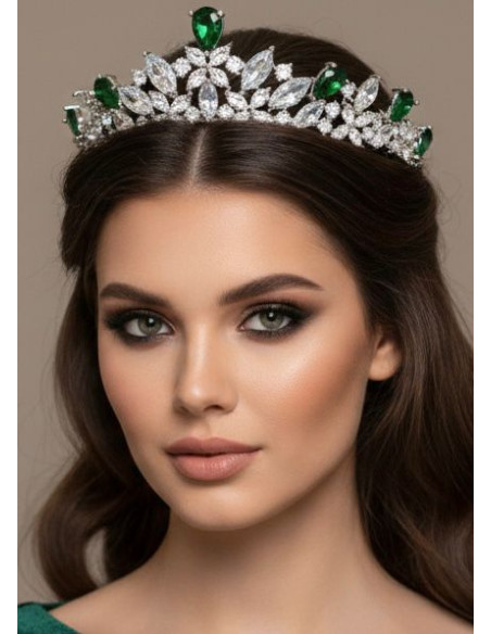 Tiara rodio esmeraldas