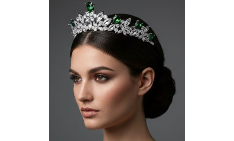 Tiara rodio esmeraldas