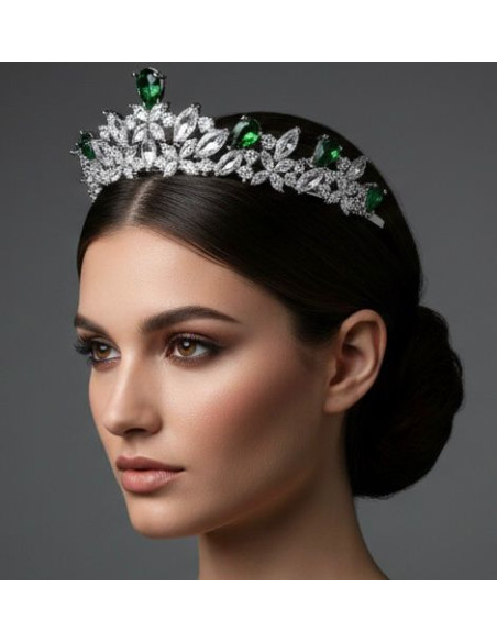 Tiara rodio esmeraldas