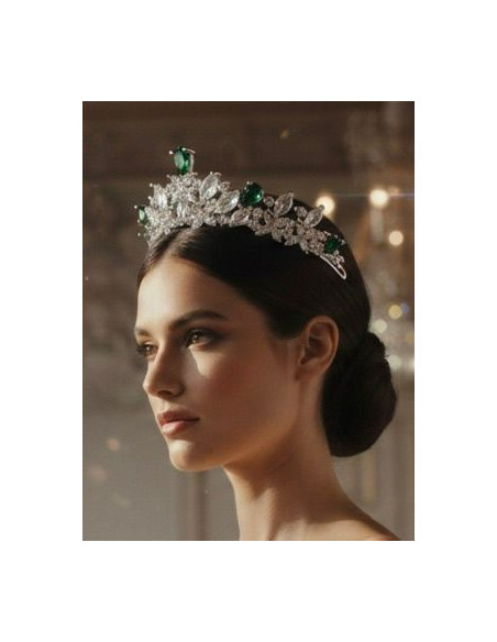 Tiara rodio esmeraldas