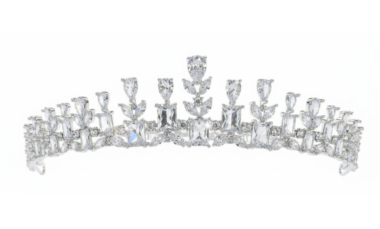 Tiara rodio lágrimas cristal