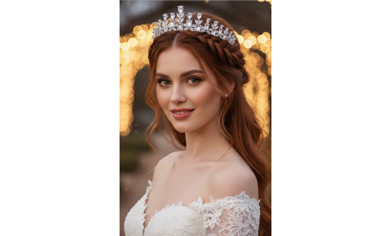 Tiara rodio lágrimas cristal