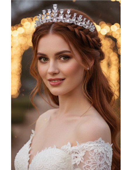 Tiara rodio lágrimas cristal