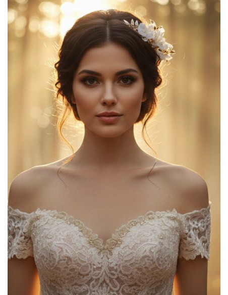 Tiara dorada porcelana
