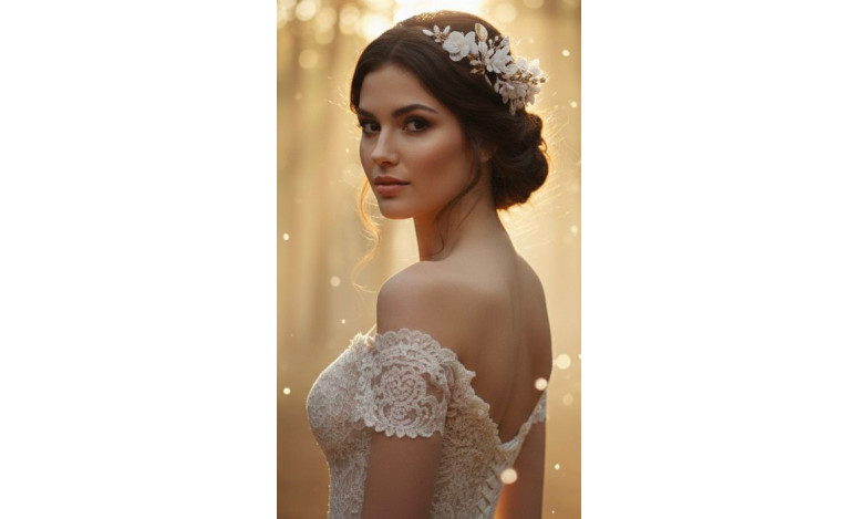 Tiara dorada porcelana