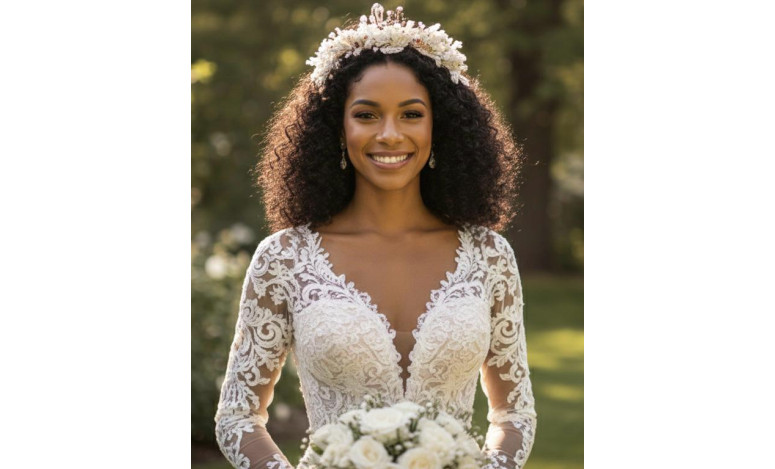 Tiara dorada porcelana