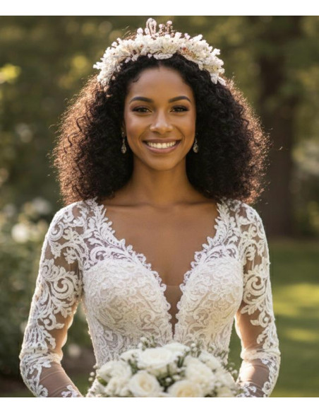 Tiara dorada porcelana