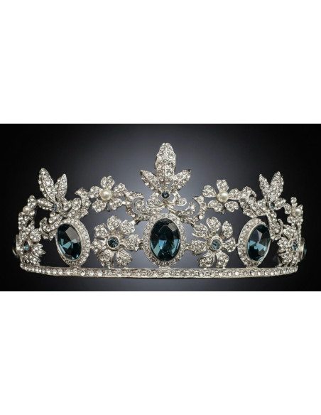 Tiara zafiros plata