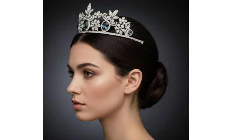 Tiara zafiros plata