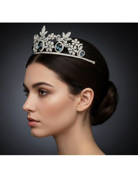 Tiara zafiros plata