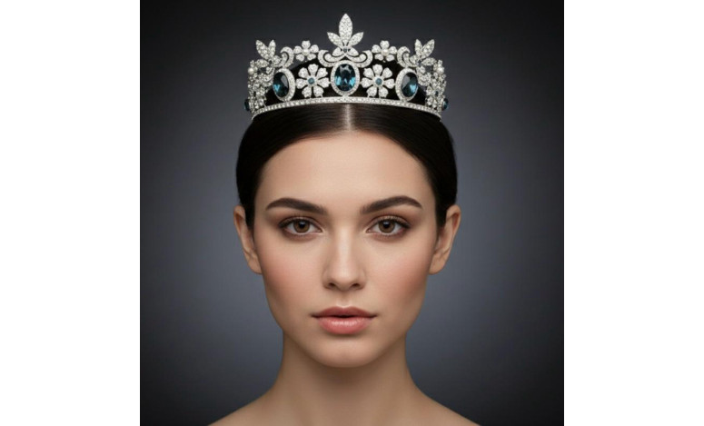 Tiara zafiros plata