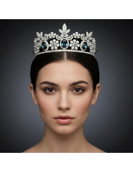 Tiara zafiros plata