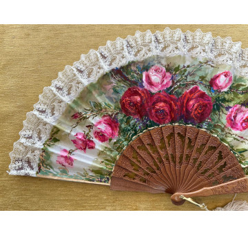 Abanico rosas encaje 2