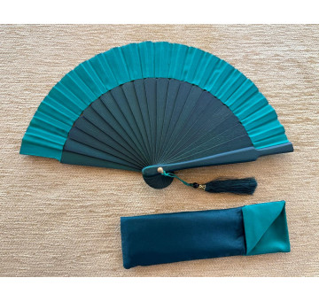 Abanico mini seda liso con funda 2