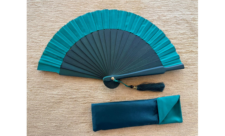 Abanico mini seda liso con funda