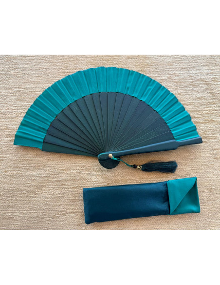 Abanico mini seda liso con funda