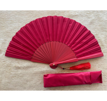 Abanico seda liso con funda 2