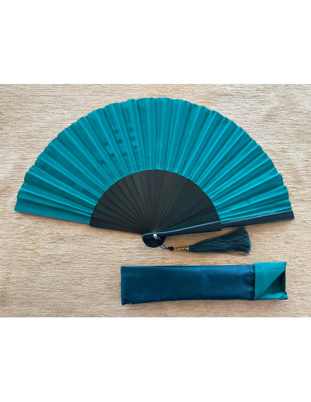 Abanico seda liso con funda