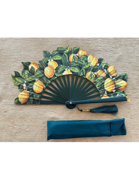 Abanico seda limones