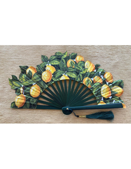 Abanico seda limones