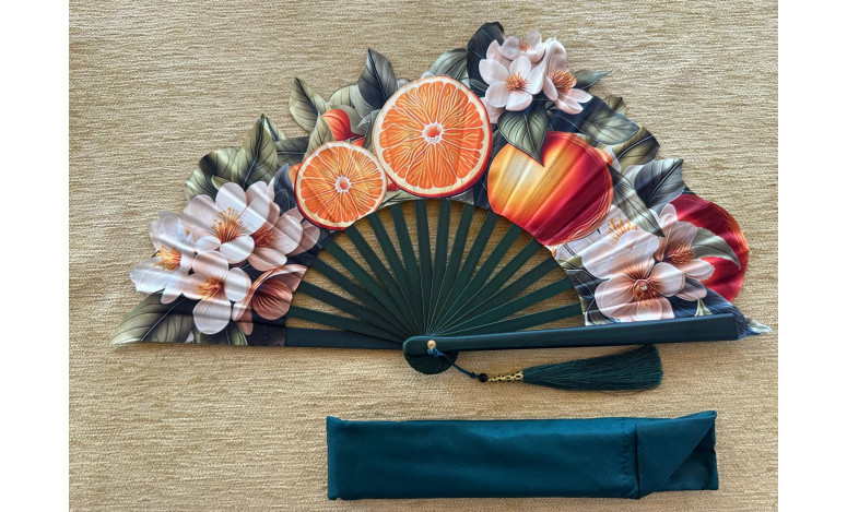 Abanico seda naranjas