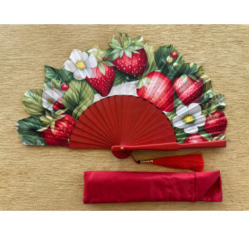 Abanico seda fresas