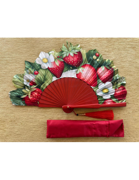 Abanico seda fresas