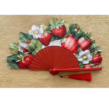 Abanico seda fresas 2
