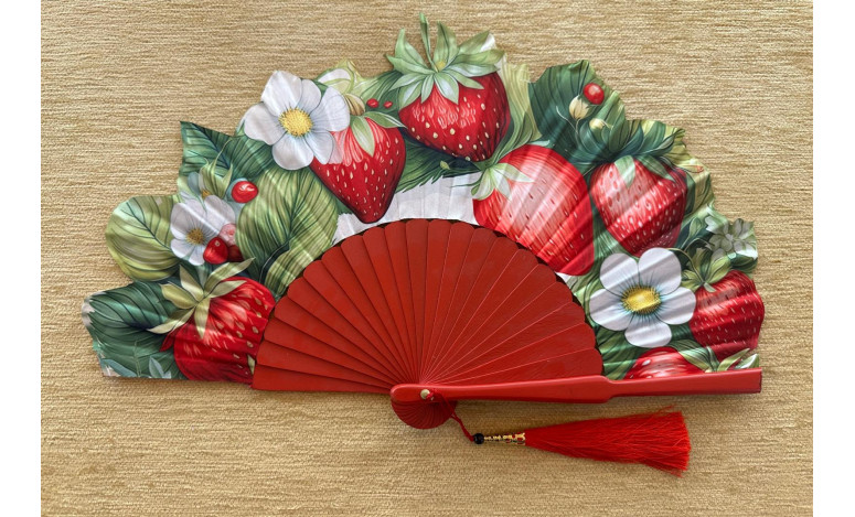 Abanico seda fresas