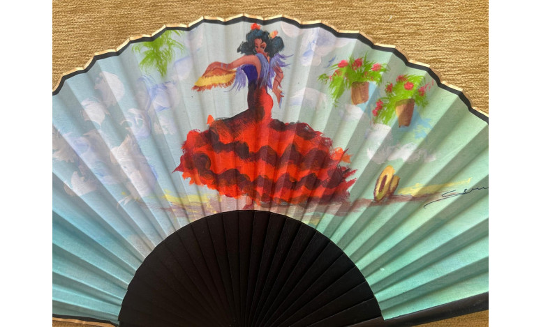 Abanico semi pericón flamenca