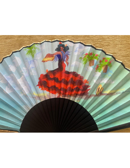 Abanico semi pericón flamenca