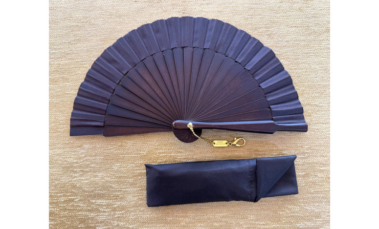 Abanico mini seda marrón