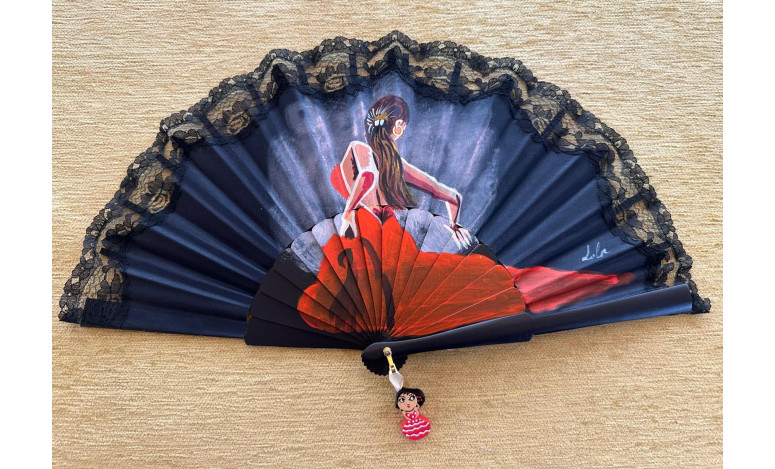 Abanico flamenca puntilla negra