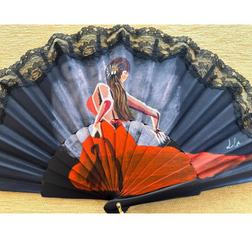 Abanico flamenca puntilla negra 2