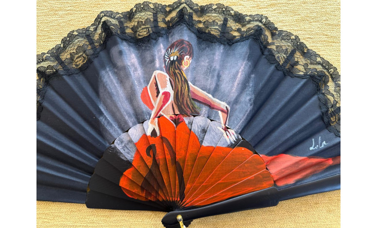 Abanico flamenca puntilla negra