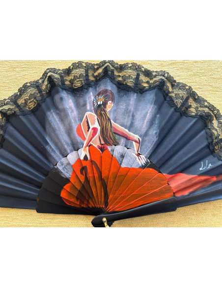 Abanico flamenca puntilla negra