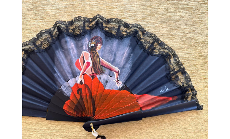Abanico flamenca puntilla negra