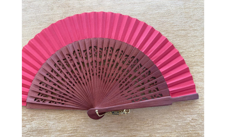 Abanico liso tela roja