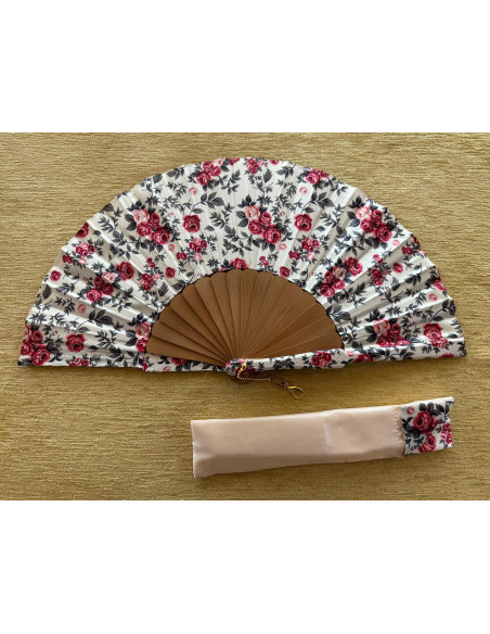 Abanico seda flores