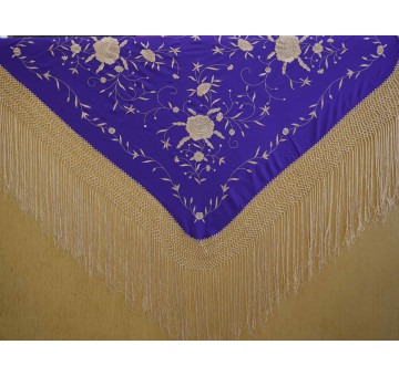 Mantón bordado a mano en seda 115 cm 2