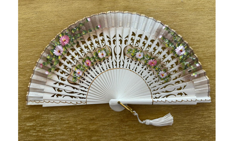 Abanico bolso calado flores