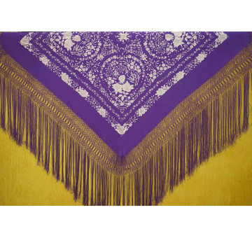 Mantón bordado a mano en seda 140cm 2