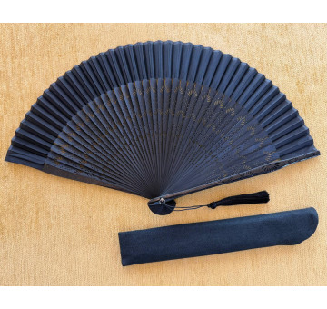 Abanico bambú baraja negro