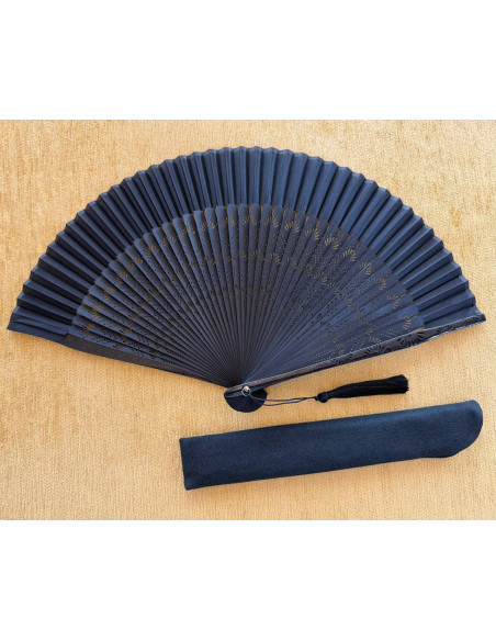 Abanico bambú baraja negro