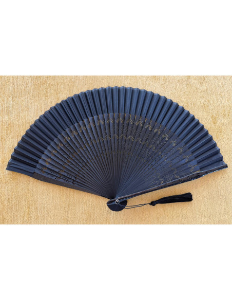 Abanico bambú baraja negro