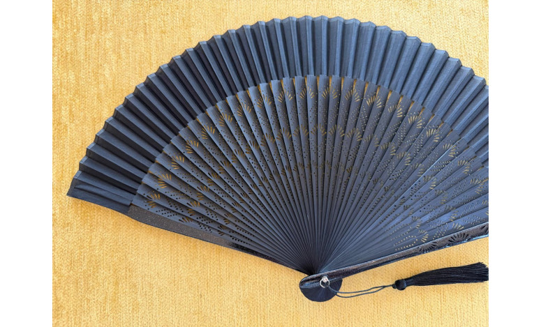 Abanico bambú baraja negro