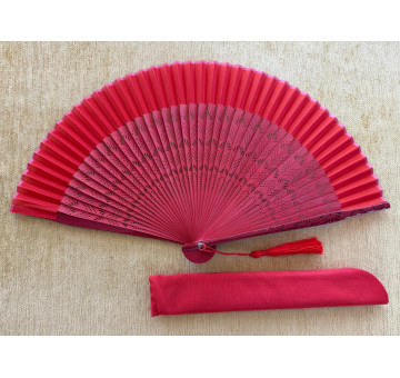 Abanico bambú baraja rojo