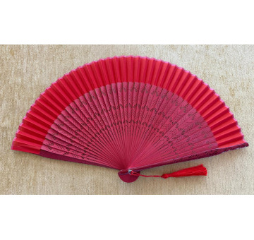 Abanico bambú baraja rojo 2